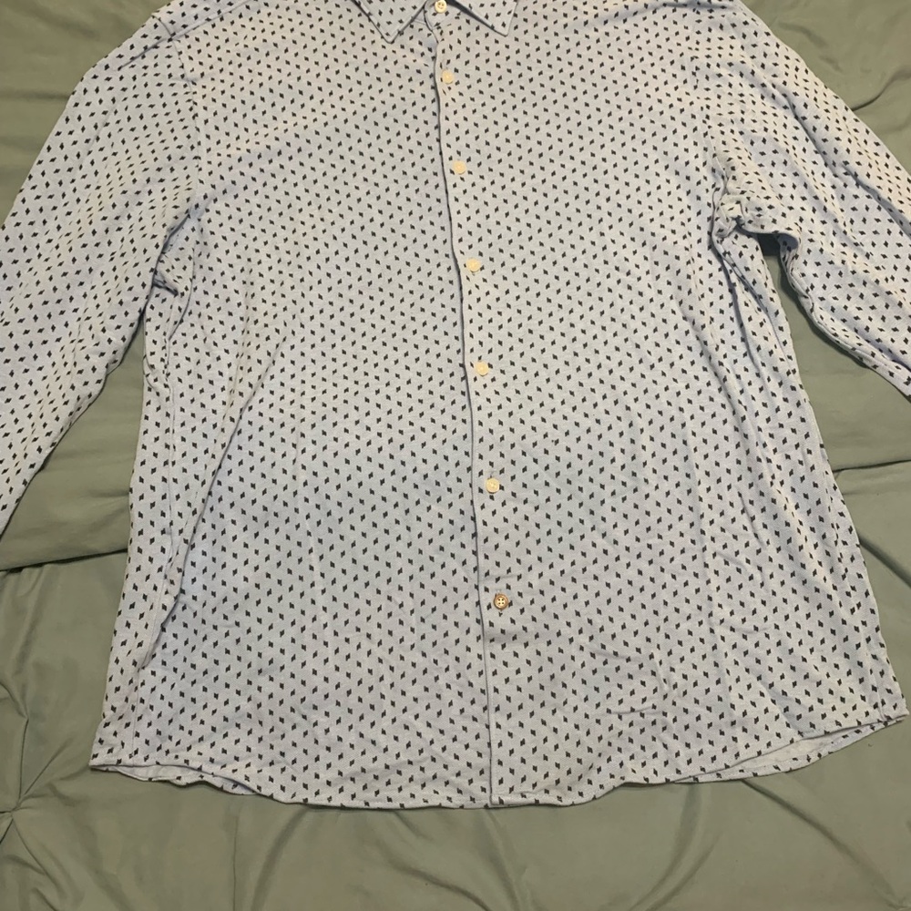Boss Men's Blue Patterned Shirt